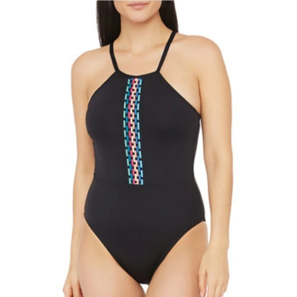 🌞 NWT La Blanca Black One Piece Swimsuit Sz 10